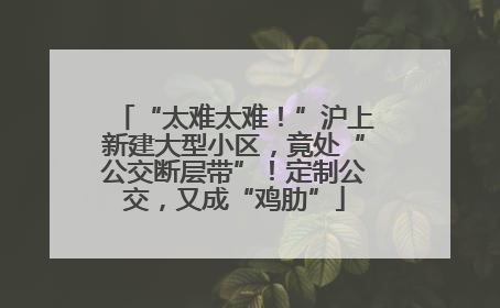 “太难太难！”沪上新建大型小区，竟处“公交断层带”！定制公交，又成“鸡肋”
