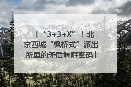 “3+3+X”！北京西城“枫桥式”派出所里的矛盾调解密码