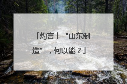 灼言丨“山东制造”，何以能？