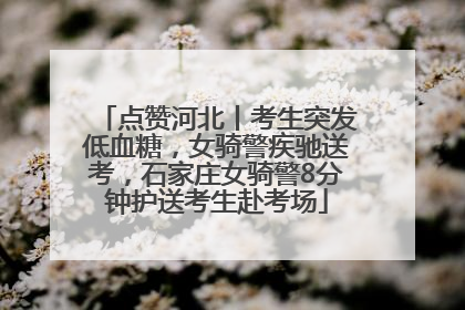 点赞河北丨考生突发低血糖，女骑警疾驰送考，石家庄女骑警8分钟护送考生赴考场