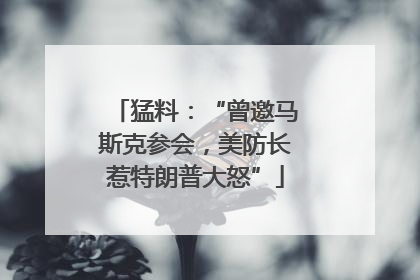 猛料：“曾邀马斯克参会，美防长惹特朗普大怒”