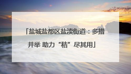 盐城盐都区盐渎街道：多措并举 助力“秸”尽其用