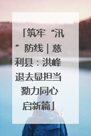筑牢“汛”防线｜慈利县：洪峰退去显担当 勠力同心启新篇