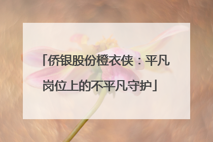 侨银股份橙衣侠：平凡岗位上的不平凡守护