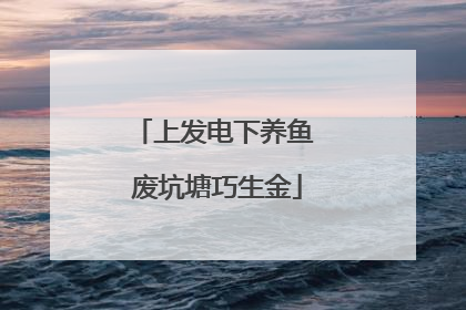上发电下养鱼 废坑塘巧生金