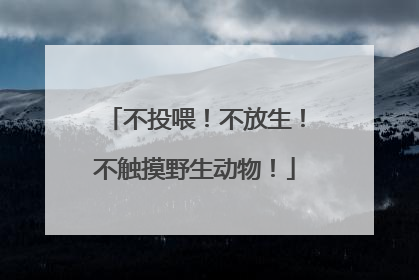 不投喂！不放生！不触摸野生动物！