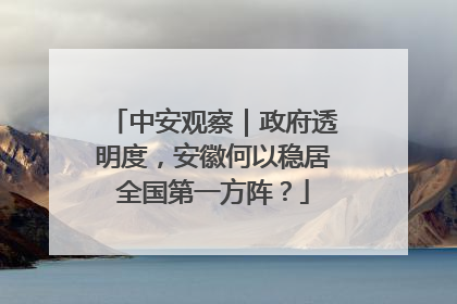 中安观察｜政府透明度，安徽何以稳居全国第一方阵？
