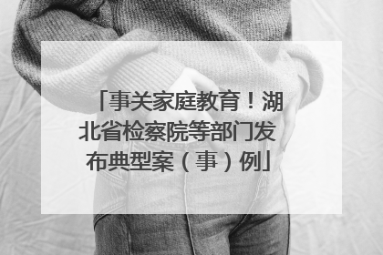 事关家庭教育！湖北省检察院等部门发布典型案（事）例