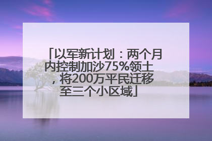 以军新计划：两个月内控制加沙75%领土，将200万平民迁移至三个小区域