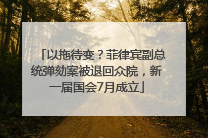 以拖待变？菲律宾副总统弹劾案被退回众院，新一届国会7月成立