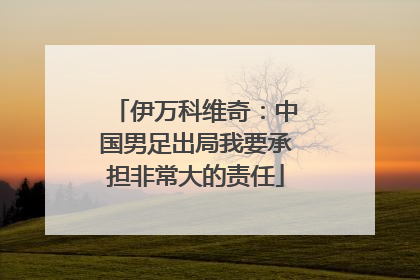 伊万科维奇：中国男足出局我要承担非常大的责任