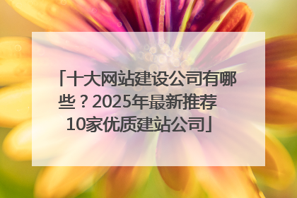 十大网站建设公司有哪些？2025年最新推荐10家优质建站公司