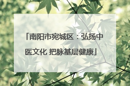南阳市宛城区：弘扬中医文化 把脉基层健康