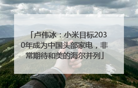 卢伟冰：小米目标2030年成为中国头部家电，非常期待和美的海尔并列