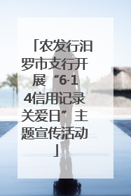 农发行汨罗市支行开展“6·14信用记录关爱日”主题宣传活动