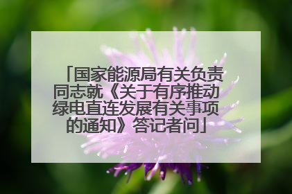 国家能源局有关负责同志就《关于有序推动绿电直连发展有关事项的通知》答记者问