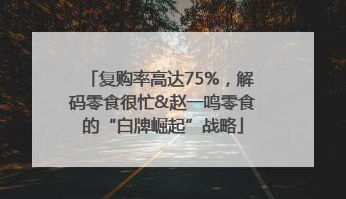 复购率高达75%，解码零食很忙&赵一鸣零食的“白牌崛起”战略