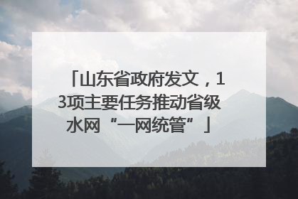 山东省政府发文，13项主要任务推动省级水网“一网统管”