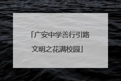 广安中学善行引路 文明之花满校园
