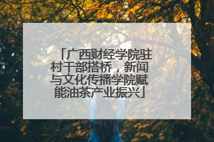 广西财经学院驻村干部搭桥，新闻与文化传播学院赋能油茶产业振兴
