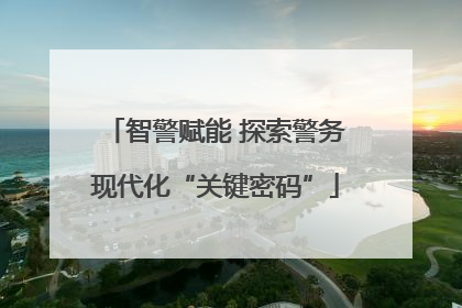 智警赋能 探索警务现代化“关键密码”