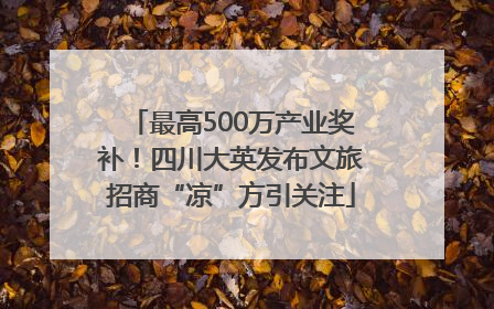 最高500万产业奖补！四川大英发布文旅招商“凉”方引关注