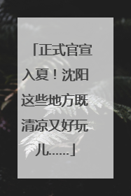 正式官宣入夏！沈阳这些地方既清凉又好玩儿……