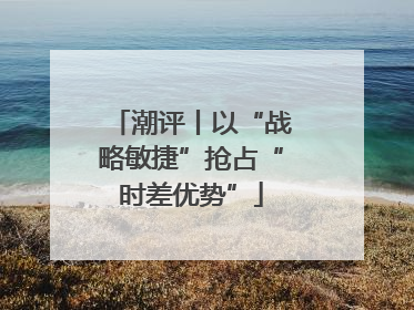 潮评丨以“战略敏捷”抢占“时差优势”