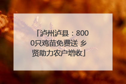 泸州泸县：8000只鸡苗免费送 乡贤助力农户增收