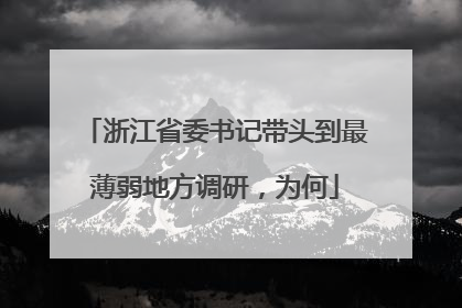 浙江省委书记带头到最薄弱地方调研，为何