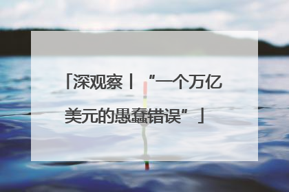 深观察丨“一个万亿美元的愚蠢错误”