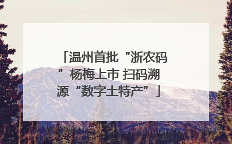 温州首批“浙农码”杨梅上市 扫码溯源“数字土特产”