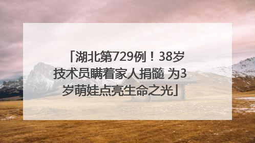 湖北第729例！38岁技术员瞒着家人捐髓 为3岁萌娃点亮生命之光