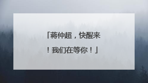蒋仲超，快醒来！我们在等你！
