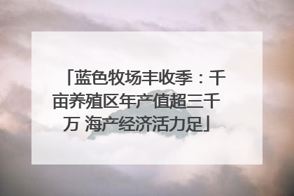 蓝色牧场丰收季：千亩养殖区年产值超三千万 海产经济活力足
