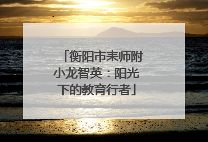 衡阳市耒师附小龙智英：阳光下的教育行者