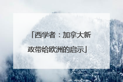 西学者：加拿大新政带给欧洲的启示