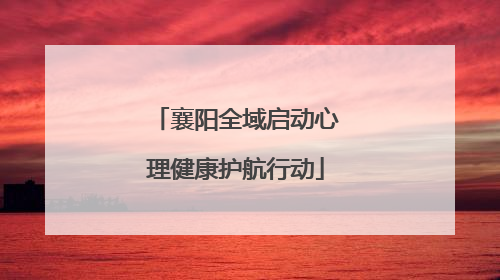 襄阳全域启动心理健康护航行动