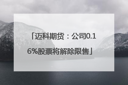 迈科期货：公司0.16%股票将解除限售