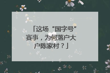 这场“国字号”赛事，为何落户大户陈家村？