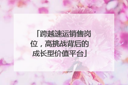跨越速运销售岗位，高挑战背后的成长型价值平台
