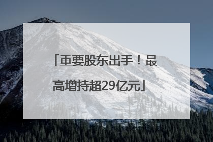 重要股东出手！最高增持超29亿元