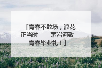 青春不散场，浪花正当时——茅岩河致青春毕业礼！