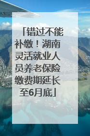 错过不能补缴！湖南灵活就业人员养老保险缴费期延长至6月底
