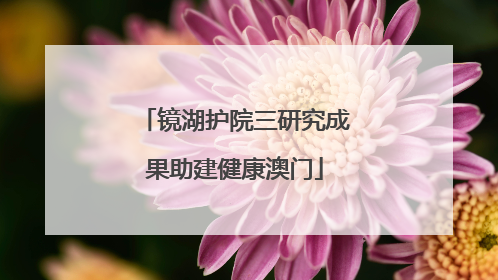 镜湖护院三研究成果助建健康澳门