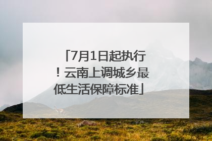 7月1日起执行！云南上调城乡最低生活保障标准